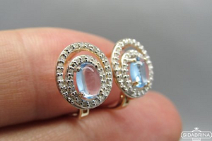 Auskarai su deimantais ir topazais - DAU007