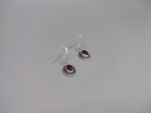 Sidabriniai auskarai su korundu - AUM2416