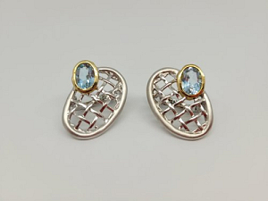 Sidabriniai auskarai su topazu - AUM2346