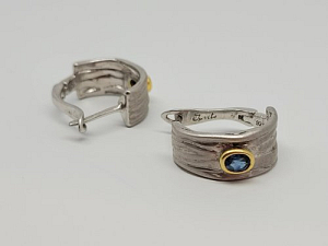 Sidabriniai auskarai su topazu - AUM2364