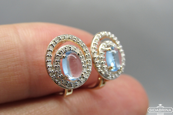 Auskarai su deimantais ir topazais - DAU007