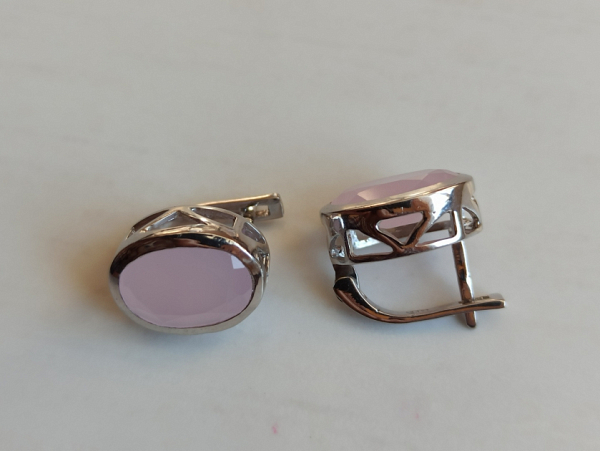 Auskarai su rožiniu kvarcu - AUM2207