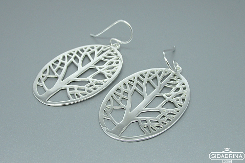 Kabantys sidabriniai auskarai - AUM815