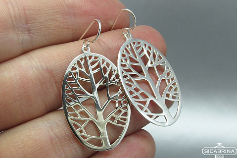 Kabantys sidabriniai auskarai - AUM815