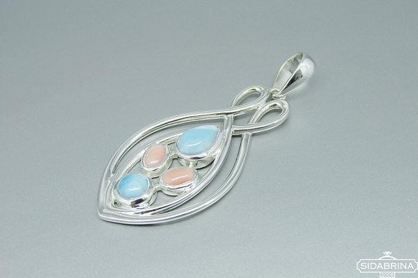 Pakabukas su larimaru ir rodochrozitu - PAM636