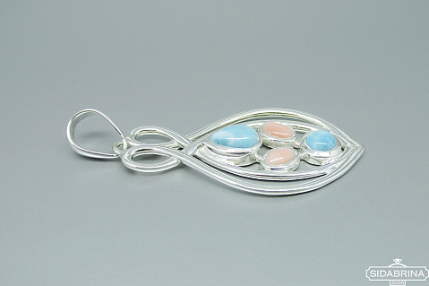 Pakabukas su larimaru ir rodochrozitu - PAM636