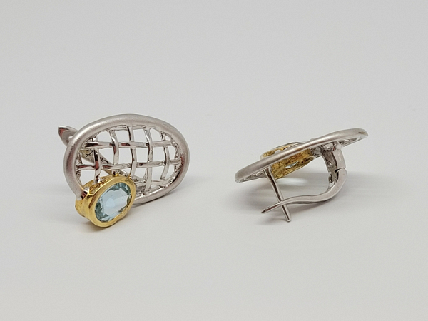 Sidabriniai auskarai su topazu - AUM2346