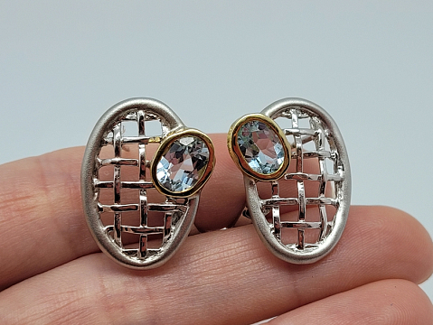 Sidabriniai auskarai su topazu - AUM2346