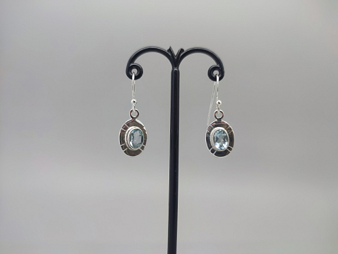 Sidabriniai auskarai su topazu - AUM2409