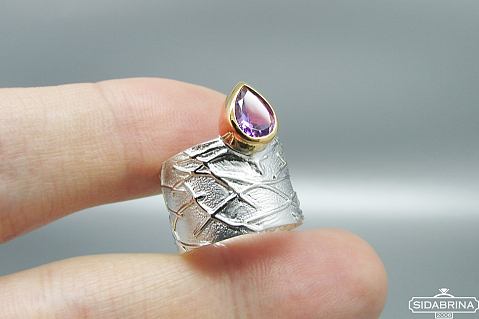 Žiedas su ametistu - ZDM1187