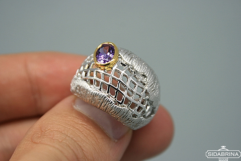 Žiedas su ametistu - ZDM418
