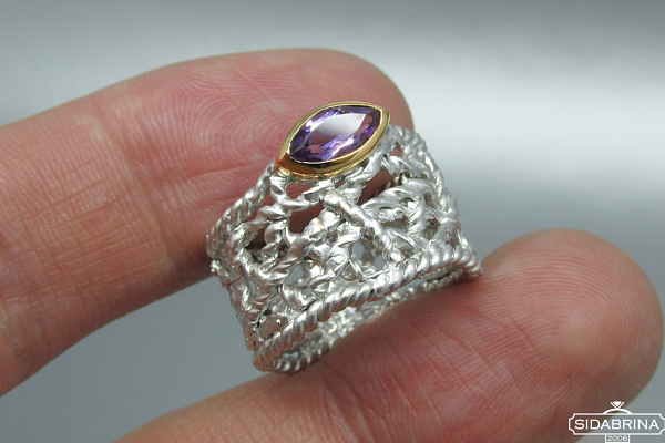 Žiedas su ametistu - ZDM602