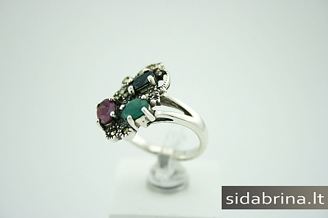 Žiedas su natūraliais juv. akmenimis - ZDM029