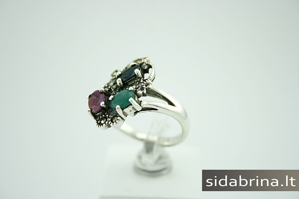 Žiedas su natūraliais juv. akmenimis - ZDM029